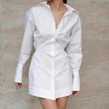 2025 New new lapel temperament shirt dress  autumn and winter fashion New wholesale A pendulum short skirt women