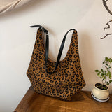 HULIANFU 2025 Bag women's autumn and winter new leopard print pattern single shoulder portable oblique span nylon women's bag large capacity shopping bag bucket bag