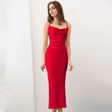 2025 Summer new satin suspender skirt swing collar suspender fishtail dress popularwildberries hot sale new