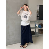 2025 THE MIND lace stitching skirt 2025 thirteen lines summer high waist thin A-shaped skirt 027AX