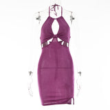 2025 Ins Internet celebrity babes sexy hollow design neck skirt  summer new solid color dew back dress