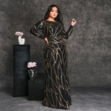 2025 Popular trade Popular,  and the United States fat mm large size women's clothing long-sleeved round neck banquet sexy sequined evening dress dress