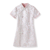 New Chinese style light national style printed cheongsam high waist shorts set beaded flower embroidered dress women M3112
