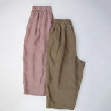 3572 cotton and linen summer women's high-waisted loose wide-leg pants straight-leg pants, thin and breathable nine-point casual pants