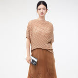 2025 Pleated clothes top women's summer new small high-end sense diamond-encrusted bat sleeve pullover short-sleeved T-shirt