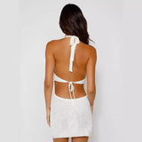 2025style women's clothing popular new sexy low-cut V-neck neck backless knitted dress