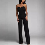 HULIANFU Cross-border spring and summer new women's clothing, Popularan, 2025n Popular trade,  new sexy slim tube top straight jumpsuit