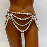 2025 LH4724  new waist chain pure desire sexy accessories, body chain imitation pearl hollow multi-layer fringed waist chain