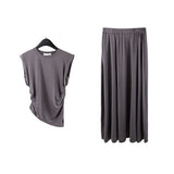 2025 THE MIND Tencel linen sleeveless top + elastic waist skirt 2025 casual two-piece set T5001X