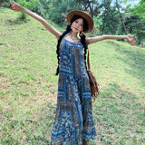 2025 Yunnan Lijiang Xinjiang desert travel wear photo bohemian style lazy floral suspender dress
