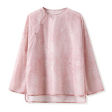 Guofeng new flower printing new Chinese thin shirt light luxury high temperament loose and thin top M3070