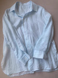 Spring and summer  new Korean version fashion temperament simple light blue cotton and linen shirt long sleeve top Popularan goods