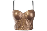Popular trade hot sale leather women's clothing summer solid color elastic small vest underwear sexy exposed corset small suspenders