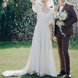 2025 Light wedding dress Mori super fairy travel photography  new bride thin welcome trailing outdoor lawn exterior going out yarn