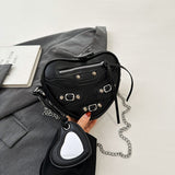 HULIANFU 2025 Spice Girl Underarm Bag Women's Shoulder Bag Crossbody Bag Locomotive Love Bag Women's Fashion Versatile Niche Chain Bag