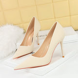 2025 6122-5 Korean version fashionable, delicate and thin, sweet high heels, thin heels, super high heels, shallow mouth, pointed single shoes, women's shoes