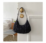 HULIANFU 2025 Cream Puff Bag Girl Cloud Bag New  Folds Niche Summer Premium Textured Underarm Bag Women