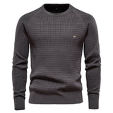HULIANFU 2025 Popularan code New Popular trade popular autumn and winter new cotton sweater men's solid color primed plaid pullover knitted sweater men's