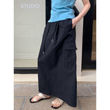 2025 THE MIND drawstring elastic waist tooling wind skirt 2025 spring and summer Korean version casual versatile A-shaped skirt T260