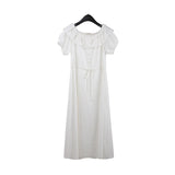 2025 THE MIND100 Tencel one-word shoulder dress 2025 summer Korean version simple waist and thin dress 012AX