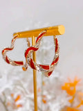 Design sense red diamond love earrings women's high sense Popular peach heart earrings light luxury temperament Internet celebrity earrings tide