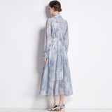 retro temperament dress spring dress women's shirt collar design sense waist thin long dress skirt tide