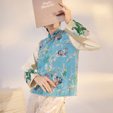 New Chinese style satin flower embroidery sequined vest loose slim temperament high-end top women M3020