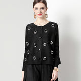 Miyake Hot Trade Loose and Versatile Three-dimensional Decorative Design Sense Folded Small Jacket Casual Long Sleeve Top Women