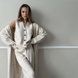 2025 Hot trade  lazy style autumn and winter new knitted three-piece temperament V-neck sleeveless vest high-end jacket women