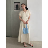 2025 THE MIND Design Temperament Dress 2025 Summer New Korean Version Simple High Waist Skinny Long Dress T293