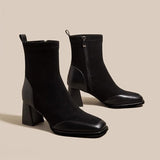 2025  Martin boots women's popular autumn new fashion versatile thick heel square head thin boots side zipper high heel short boots
