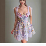 HULIANFU popular direct sales 2025 New  women's clothing fashion three-dimensional flower embroidery hip-wrapped sexy suspender dress