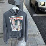 2025 Cross-border Popular trade portrait printing zipper sweater women loose wasteland wind old sweater women 2025n retro high sense