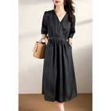 2025 Heavy silk dress, high-end solid color long dress,  mulberry silk, spring skirt  women's new summer