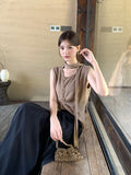 2025 popular autumn new temperament versatile neck bottoming shirt sleeveless knitted sweater women's top 25081