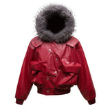 A80B n retro popular winter trend jacket PU leather three-dimensional pocket men's thermal hooded seat mountain carving cotton suit