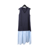 2025 THE MIND polka dot splicing vest skirt 2025 summer new Korean version loose V-neck sleeveless dress T5055X