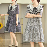 floral dress women's  summer new doll collar age-reducing and thin large size small A-shaped skirt