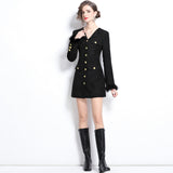 Black Xiaoxiang suit dress women's autumn short skirt high sense rich daughter temperament feather splicing skirt