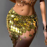 2025 234049 Cross-border hot-selling acrylic sheet sheet sequin hand-spliced multiple fringed waist chain, belt body chain