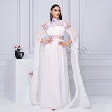 2025 high-end temperament turtleneck long banquet embroidered evening dress bridesmaid dress waist pendulum dress women