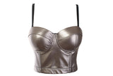 Popular trade hot sale leather women's clothing summer solid color elastic small vest underwear sexy exposed corset small suspenders