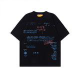 WT557 n summer gender-neutral street tide high-end letter garbled design loose men's crew neck short-sleeved T-shirt