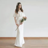 2025 Daily White Waist Fishtail Slim Fit Light Wedding Dress Wedding Bridesmaid Dress Banquet Host