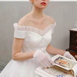 2025 Evening dress  new outdoor travel photography go out yarn fat MM bride engagement slim and thin certificate small white dress spring