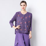 Miyake Hot Trade Loose and Versatile Three-dimensional Decorative Design Sense Folded Small Jacket Casual Long Sleeve Top Women