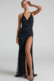 HULIANFU popular 2025 New solid color fringed sequined suspender cocktail dress party dress long dress fringed dress