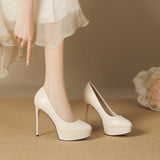 2025 136-3 Cross-border sexy waterproof table high heels for women who are not tired of feet temperament pointed thin heels super high heels 12CM