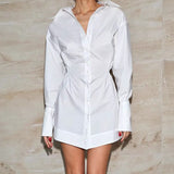 2025 New new lapel temperament shirt dress  autumn and winter fashion New wholesale A pendulum short skirt women