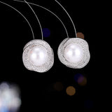 2025 Light luxury high-end  exaggerated stud earrings niche micro-inlaid zircon exquisite temperament personalized high-end pearl earrings